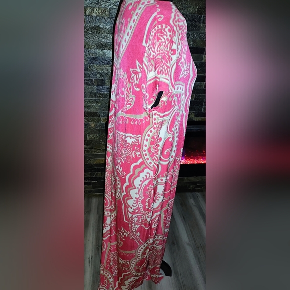 Travelers By Chicos Elegant Coral Paisley Print Dress Size 2/Large - Picture 5 of 7